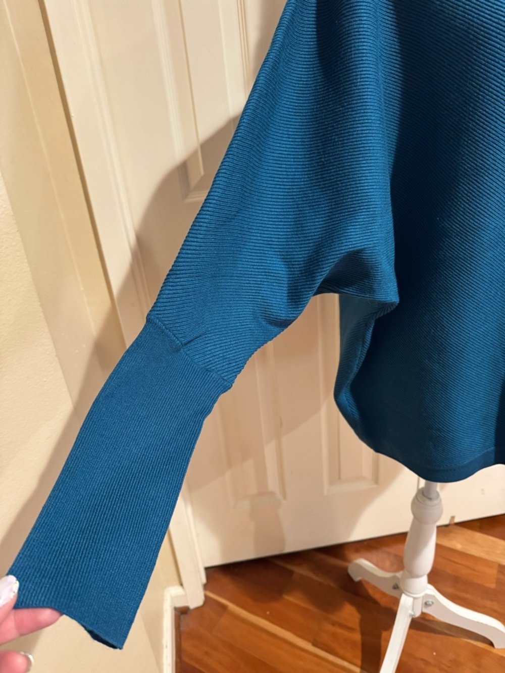 Blue Women's Boatneck Lightweight Sweater - Picture 2 of 6